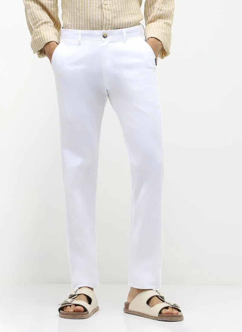 Urbano Fashion  Urbano Fashion Men's White Cotton Slim Fit Casual Chinos Trousers for Men | Best Price UAE